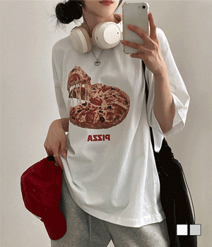 [무료배송] 빅피자 그래픽 남녀공용 루즈핏 반팔 티셔츠